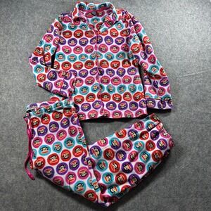 Vtg Paul Frank Pajama Set Women L‎ Multicolor Julius Monkey Fleece Y2K Lounge
